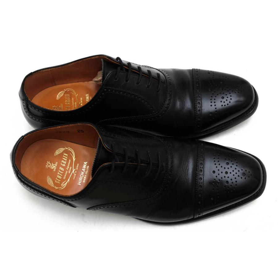 ○スコッチグレイン SCOTCH GRAIN 牛革 カーフ ビジネスシューズ 3520BL ASSURANCE アシュランス セミブローグ キャップトゥ レザ  中古 スコッチグレイン（SCOTCH GRAIN） ビジネスシューズ 3520BL ASSURANCE