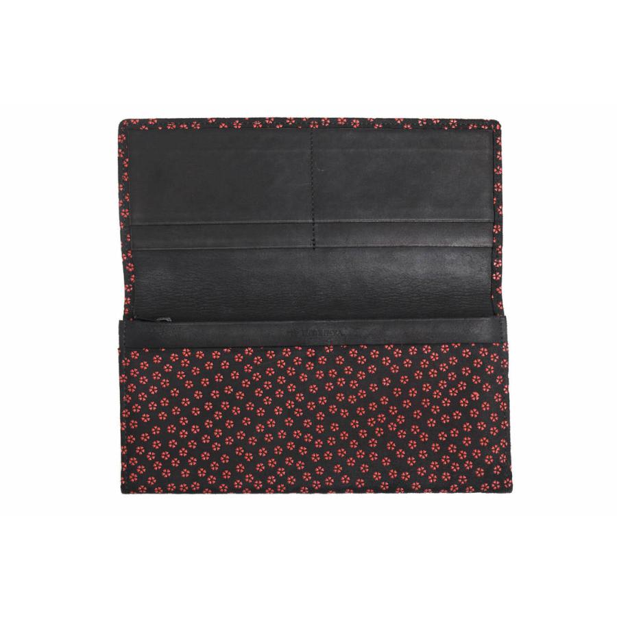 印傳屋印伝甲州印伝長財布鹿革ブラック×レッドaq10252