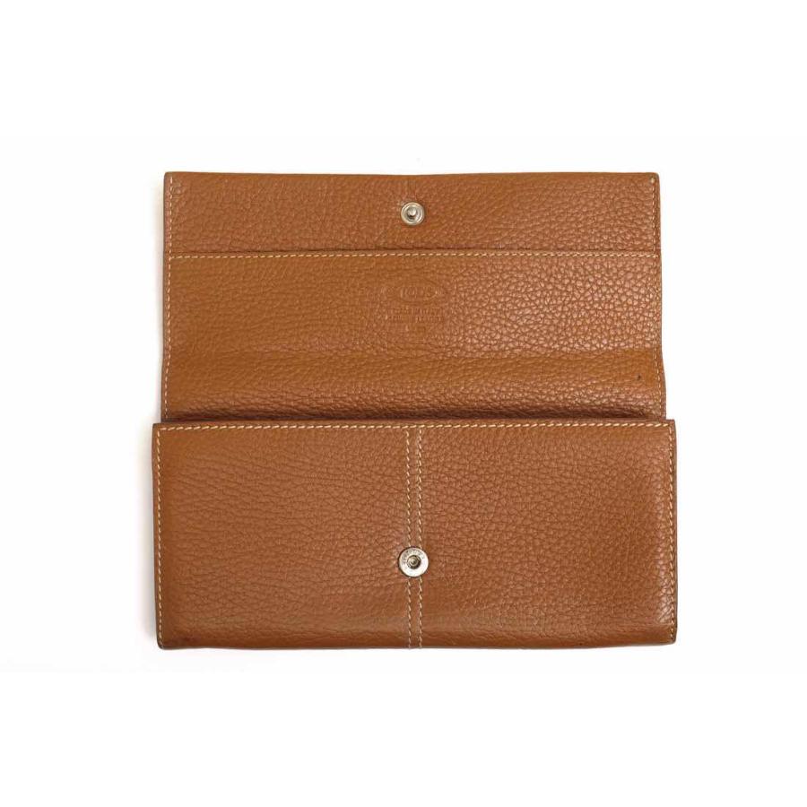 TOD'S（トッズ） 長財布 牛革 フラップ式 小銭入れあり シボ革