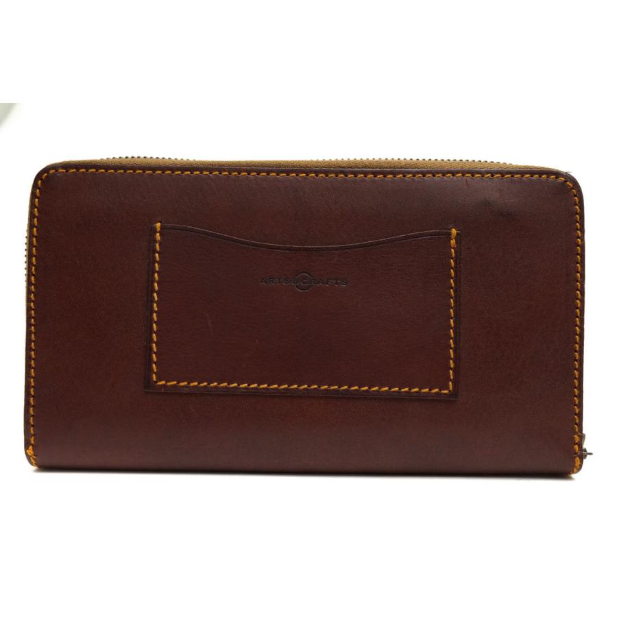 ○アーツアンドクラフツ ARTS＆CRAFTS バケッタレザー 牛革 長財布 ELBAMATT ZIP-ROUND LONG WALLET 小銭入れあり ラウンドジップ  中古 ARTS＆CRAFTS アーツアンドクラフツ 長財布 ELBAMATT ZIP-ROUND LONG