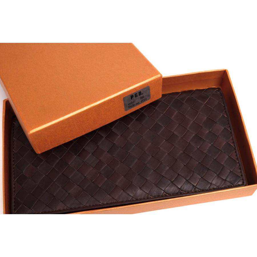 ○ピージーエイト PG8 羊革 シープスキン 長財布 IT01 小銭入れなし 札入れ メッシュ・イントレチャート 二つ折り メンズ 【中古】 中古 PG8 ピージーエイト 長財布 IT01 羊革 シープスキン 小銭入れなし