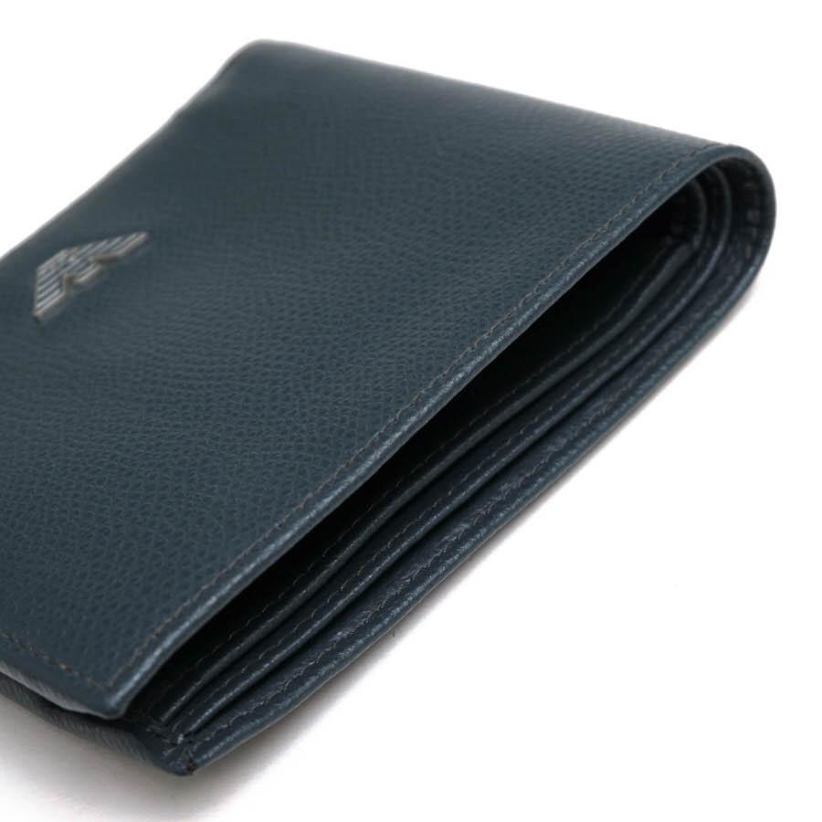 アルマーニ／EMPORIO ARMANI 財布 ウォレット メンズ 男性 男性用レザー 革 本革 ネイビー 紺  YEM122 YAQ2E イーグルロゴ 小銭入れあり 二つ折り ARMANI（アルマーニ） EMPORIO ARMANI 財布 YEM122 YAQ2E 型押しカーフ