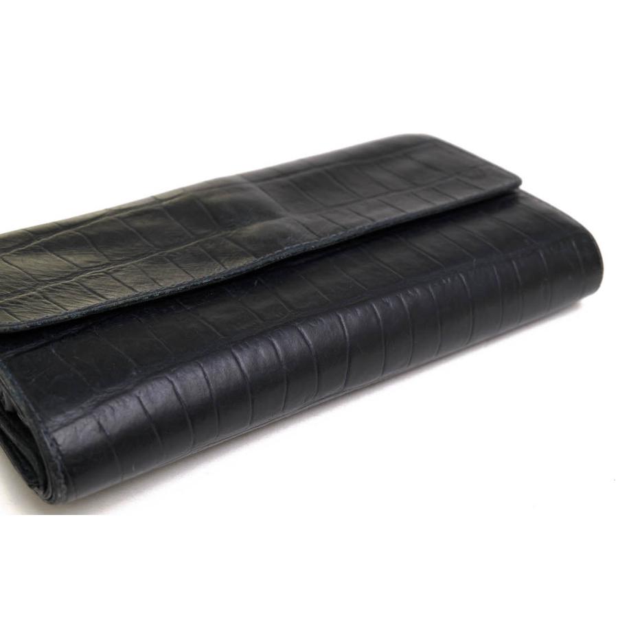 ○フェリージ Felisi エンボスレザー 牛革 長財布 447/SA フラップ式 小銭入れあり クロコ型押し メンズ 【中古】 中古 Felisi（フェリージ） 長財布 447/SA エンボスレザー 牛革 フラップ式