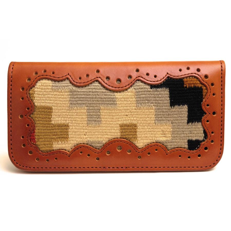 ○ケイシイズ KC's ウールラグ 牛革 長財布 GALLUP RUG GRADATION LONG WALLET ギャラップ ラグ グラデーション ロングウォレット  中古 KC's ケイシイズ 長財布 GALLUP RUG GRADATION LONG WALLET ギャラップ