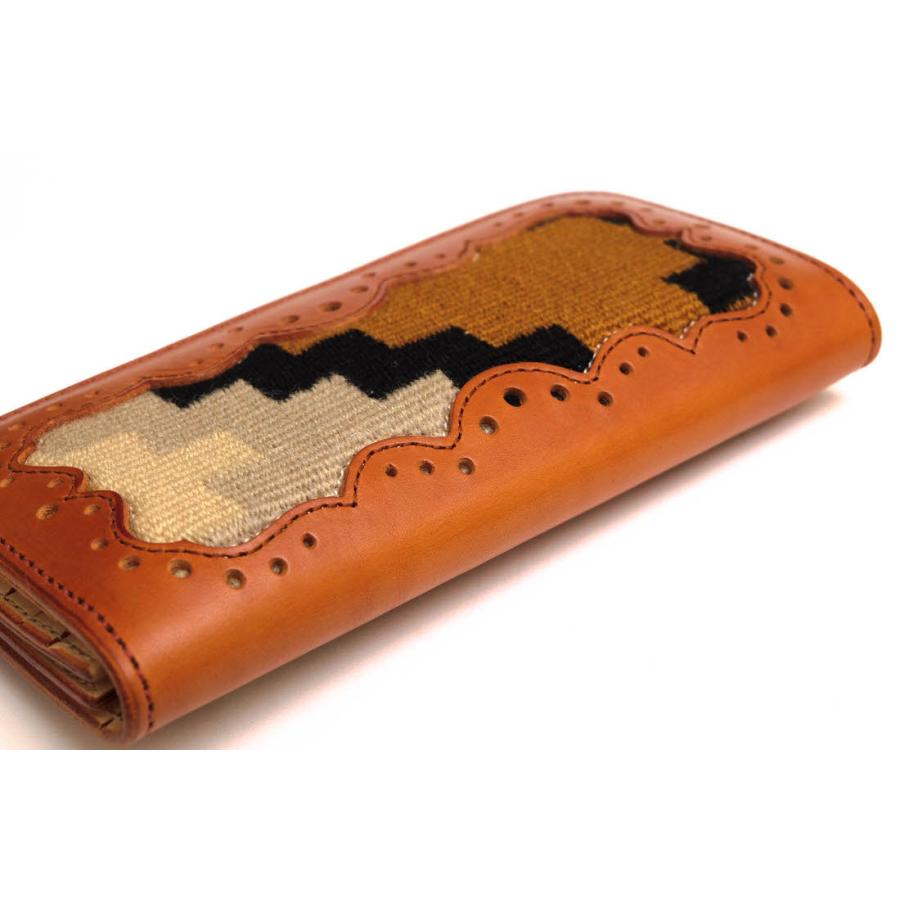 ○ケイシイズ KC's ウールラグ 牛革 長財布 GALLUP RUG GRADATION LONG WALLET ギャラップ ラグ グラデーション ロングウォレット  中古 KC's ケイシイズ 長財布 GALLUP RUG GRADATION LONG WALLET ギャラップ