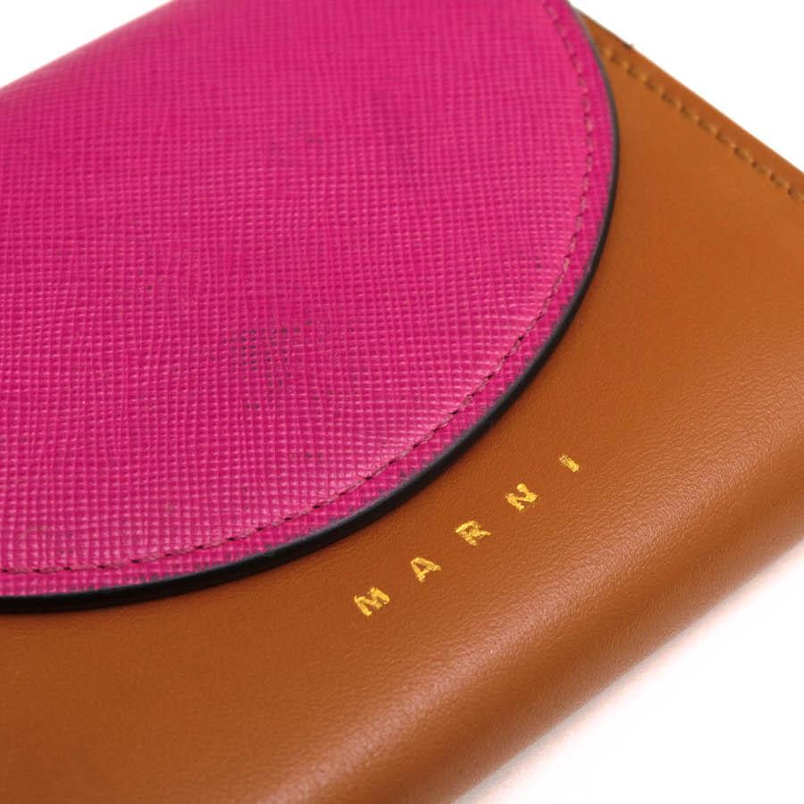 ○マルニ MARNI 牛革 カーフ 財布 LAW 小銭入れあり 三つ折り バイカラー レディース 【中古】 中古 MARNI（マルニ） 財布 LAW 牛革 カーフ 小銭入れあり 三つ折り バイ