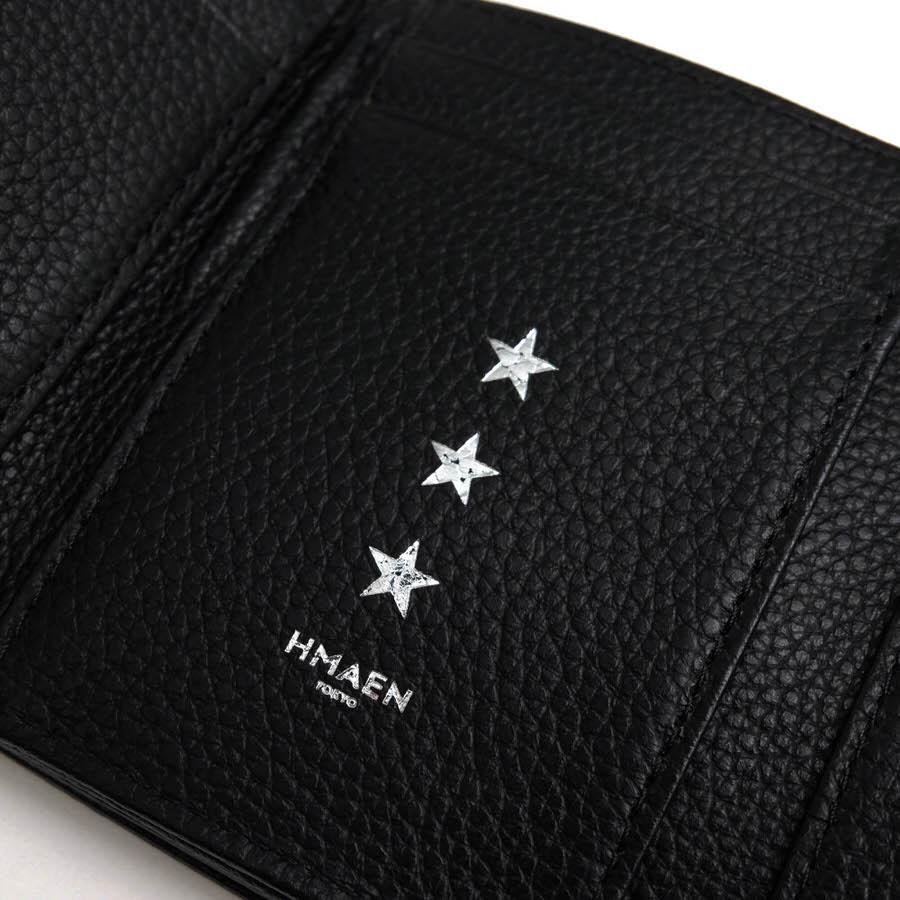 アエナ／HMAEN 財布 ウォレット メンズ 男性 男性用レザー 革 本革 ブラック 黒  HMA0012 SL PAT SUNDER サンダー コンパクトウォレット 小銭入れあり 三つ折り シボ革 シュリンクレザー HMAEN アエナ 財布 HMA0012 SL PAT SUNDER サンダー 牛革 ステアレザー