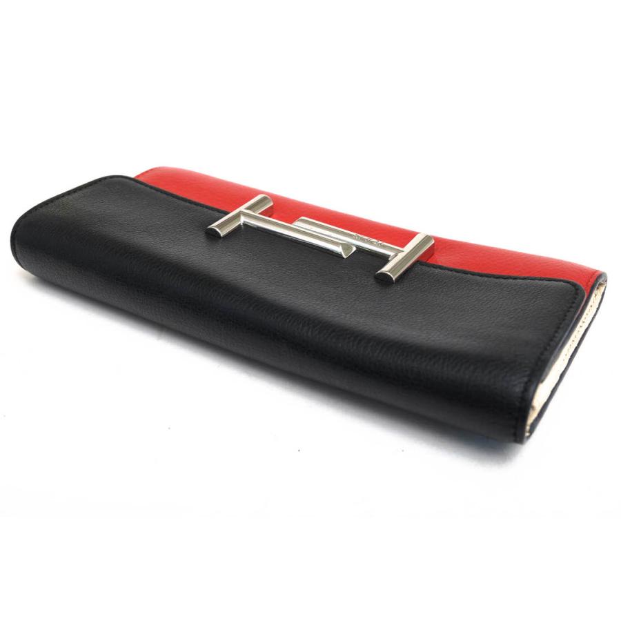 ○トッズ TOD'S ラムレザー 子羊革 長財布 ダブルT バイカラー 小銭入れあり レディース 【中古】 中古 TOD'S（トッズ） 長財布 ラムレザー 子羊革 ダブルT バイカラー 小銭