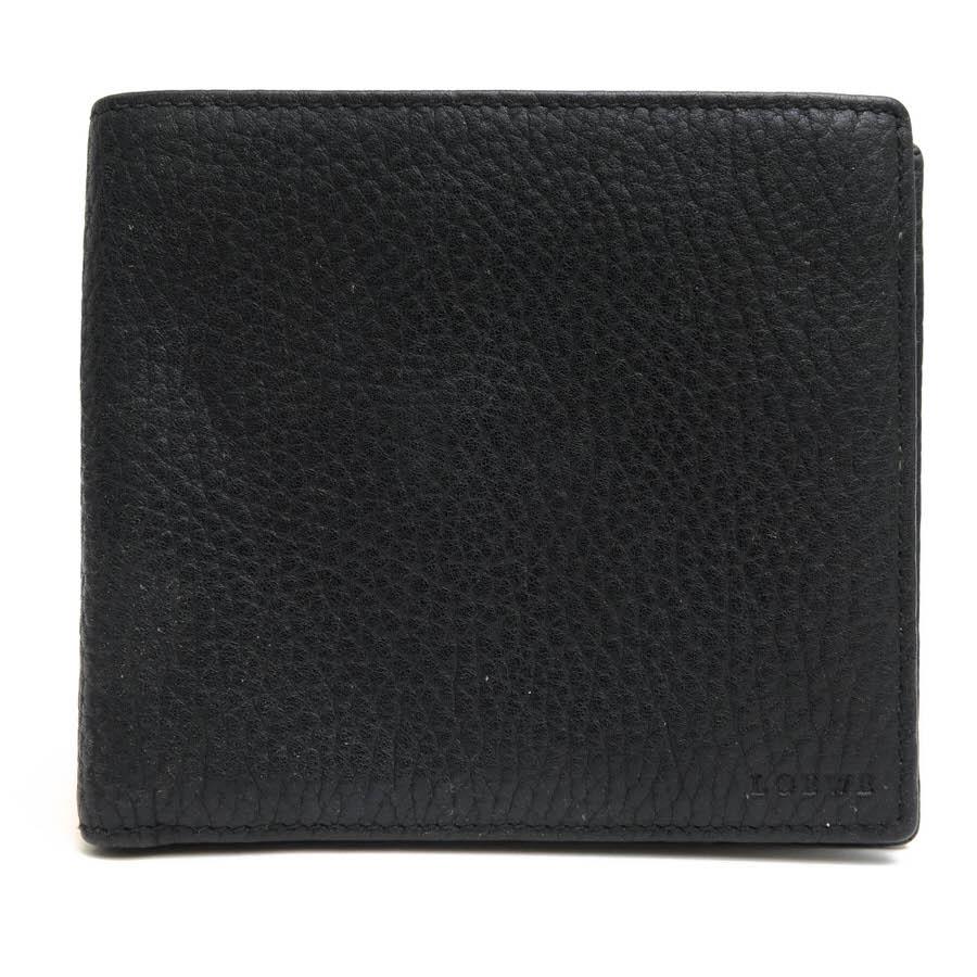 LOEWE ブラックレザー 二つ折り財布 新品未使用✨LOEWE ロエベ 二つ折り財布 ロゴ型押し レザー