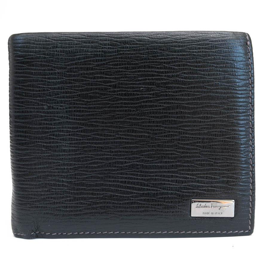 ○フェラガモ Salvatore Ferragamo カーフ 牛革 PEBBLE CALF 財布 JL-66 7070 小銭入れあり 二つ折り メンズ 【中古】 中古 FERRAGAMO（フェラガモ） Salvatore Ferragamo 財布 JL-66 7070 カーフ