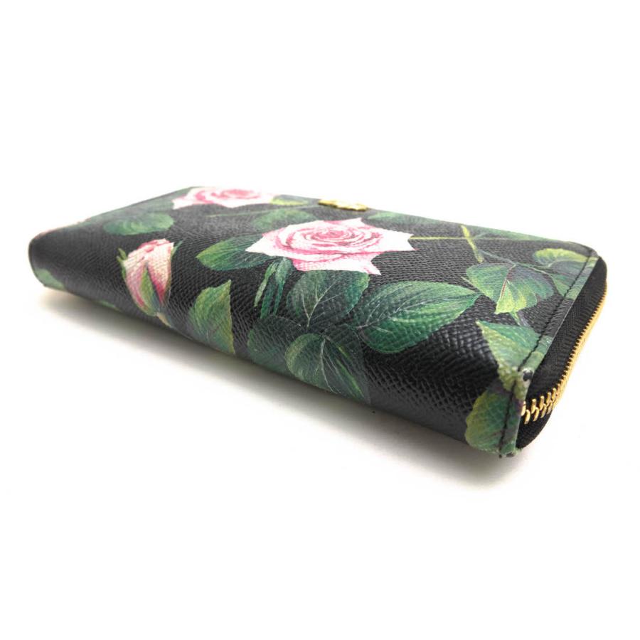 ○ドルガバ DOLCE＆GABBANA 牛革 カーフ 長財布 BI0473 AJ757 HN96C ZIP AROUND WALLET トロピカルローズ柄 ラウンドジップ ラウン 中古 DOLCE&GABBANA（ドルチェ & ガッバーナ） ドルガバ 長財布 BI0473
