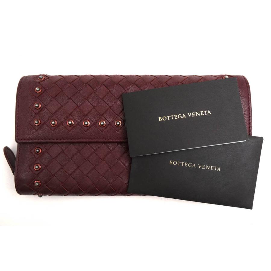 ○ボッテガヴェネタ BOTTEGA VENETA ラムレザー 子羊革 長財布 フラップ式 メッシュ・イントレチャート 小銭入れあり スタッズ レ  中古 BOTTEGA VENETA（ボッテガ・ヴェネタ） 長財布 ラムレザー 子羊革