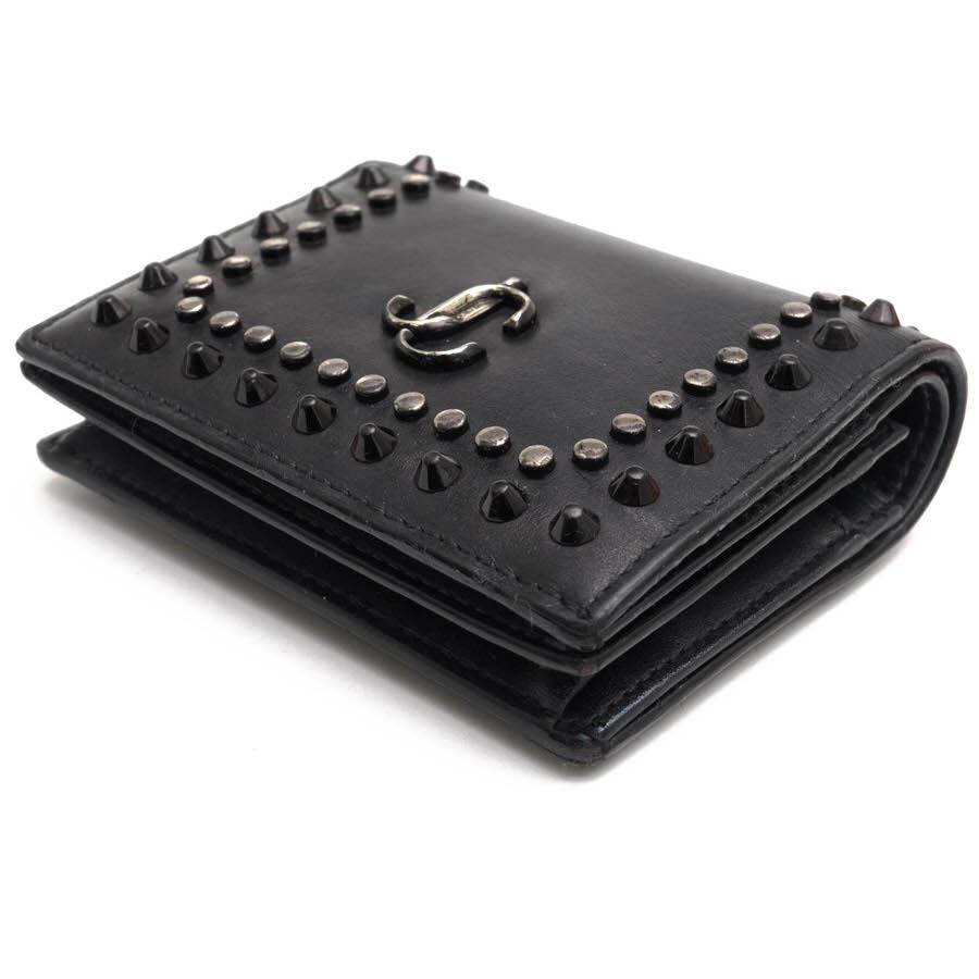 ○ジミーチュウ Jimmy Choo 牛革 カーフ 財布 193 Hanne Smooth Calf Leather Jc Emblem Wallet コンパクトウォレット スタッズ 二 中古 JIMMY CHOO（ジミーチュウ） 財布 193 Hanne Smooth Calf Leather Jc