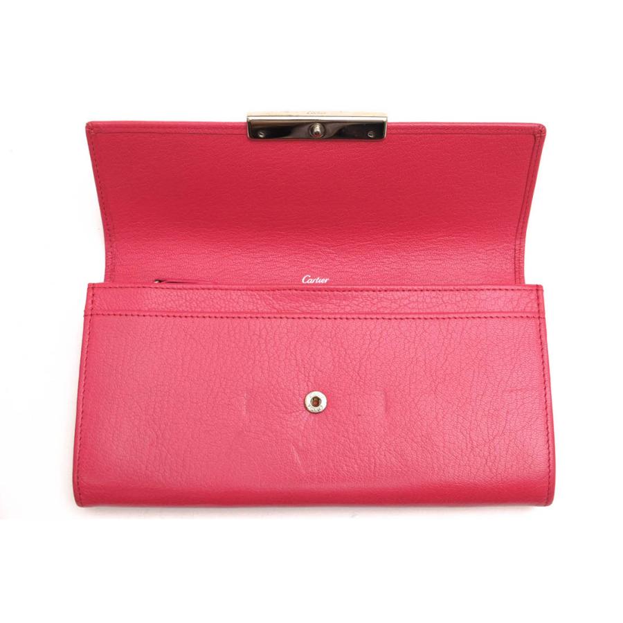 ○カルティエ Cartier 山羊革 ゴートスキン 長財布 L3001376 INT WALLET LOVE 2 GUSSETS FUCHSIA GOAT ラブ 封筒モチーフ 小銭入れ 中古 Cartier（カルティエ） 長財布 L3001376 INT WALLET LOVE 2 GUSSETS