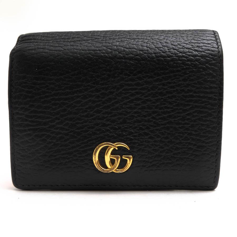 Gucci ブラック 456126 GUCCI グッチ 財布 456126 Black Leather Card Case Wallet