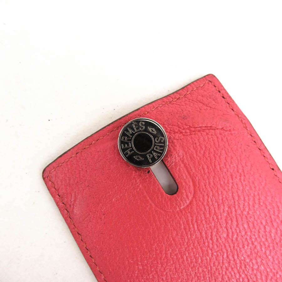 エルメス／HERMES カードケース 名刺入れ レディース 女性 女性用 レザー 革 本革 ピンク  Diabolo card holder ディアボロ 定期入れ シボ革 シュリンクレザー HERMES（エルメス） カードケース Diabolo card holder ディアボロ