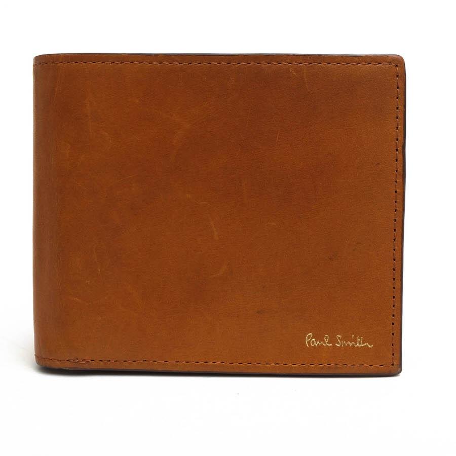 ○ポールスミス Paul Smith ヌメ革 牛革 財布 BPS093 クラシックウォレット 小銭入れあり 二つ折り メンズ 【中古】 中古 Paul Smith（ポール・スミス） 財布 BPS093 クラシックウォレット ヌメ