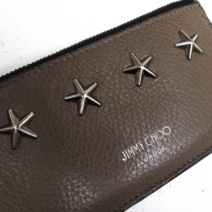 ○ジミーチュウ Jimmy Choo グレイニーレザー 牛革 財布 CASEY OGLS フラグメントケース ユニセックス 男女兼用 小銭入れあり スタ 中古 JIMMY CHOO（ジミーチュウ） 財布 CASEY OGLS グレイニーレザー 牛革