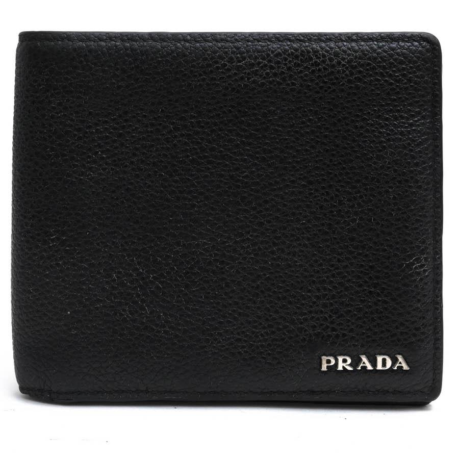 ○プラダ PRADA ペブルドレザー 牛革 財布 2MO513 VIT.MICRO GRAIN ユニセックス 小銭入れなし 札入れ 二つ折り シボ革 シュリンク 中古 PRADA（プラダ） 財布 2MO513 VIT.MICRO GRAIN ペブルドレザー 牛革
