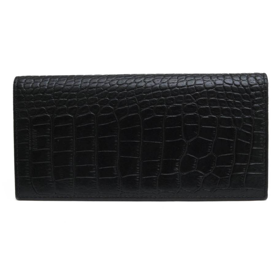 アルマーニ コレッツォーニ／ARMANI COLLEZIONI 長財布 財布 ウォレット メンズ 男性 男性用 レザー 革 本革 ブラック 黒  Y6R016 YKD6J PORTA YEN VIT.ST.OTTOMAN+VIT.L 二つ折り クロコ型押し 小銭入れあり ARMANI COLLEZIONI アルマーニ コレッツォーニ 長財布 Y6R016 YKD6J