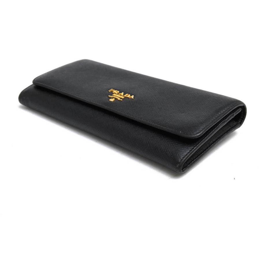 【美品】プラダ 長財布 PRADA プラダ 長財布 財布 レディース サフィアーノ メタル ブラック
