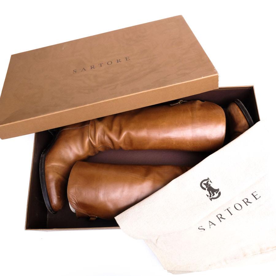 37 SARTORE ダブルベルト　ロングブーツ ダークブラウン　サルトル　24 37 SARTORE ダブルベルト ロングブーツ ダークブラウン サルトル 24