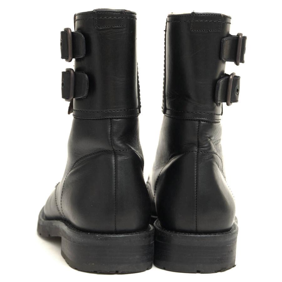 ○コーチ COACH 牛革 カーフ レースアップブーツ P970 HARVEY OILED CALF ベルトストラップ プレーントゥ ボア メンズ 【中古】 中古 COACH（コーチ） レースアップブーツ P970 HARVEY OILED CALF 牛革