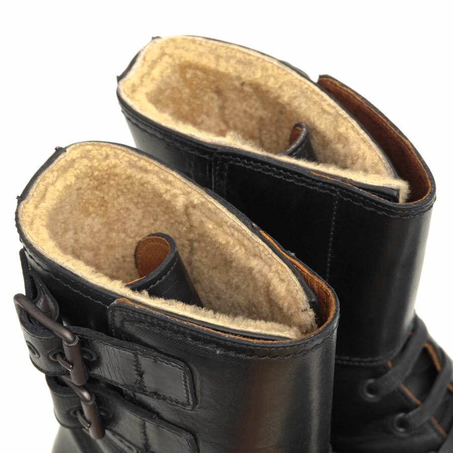 コーチ／COACH レースアップブーツ シューズ 靴 メンズ 男性 男性用レザー 革 本革 ブラック 黒  P970 HARVEY OILED CALF ベルトストラップ プレーントゥ ボア COACH（コーチ） レースアップブーツ P970 HARVEY OILED CALF 牛革