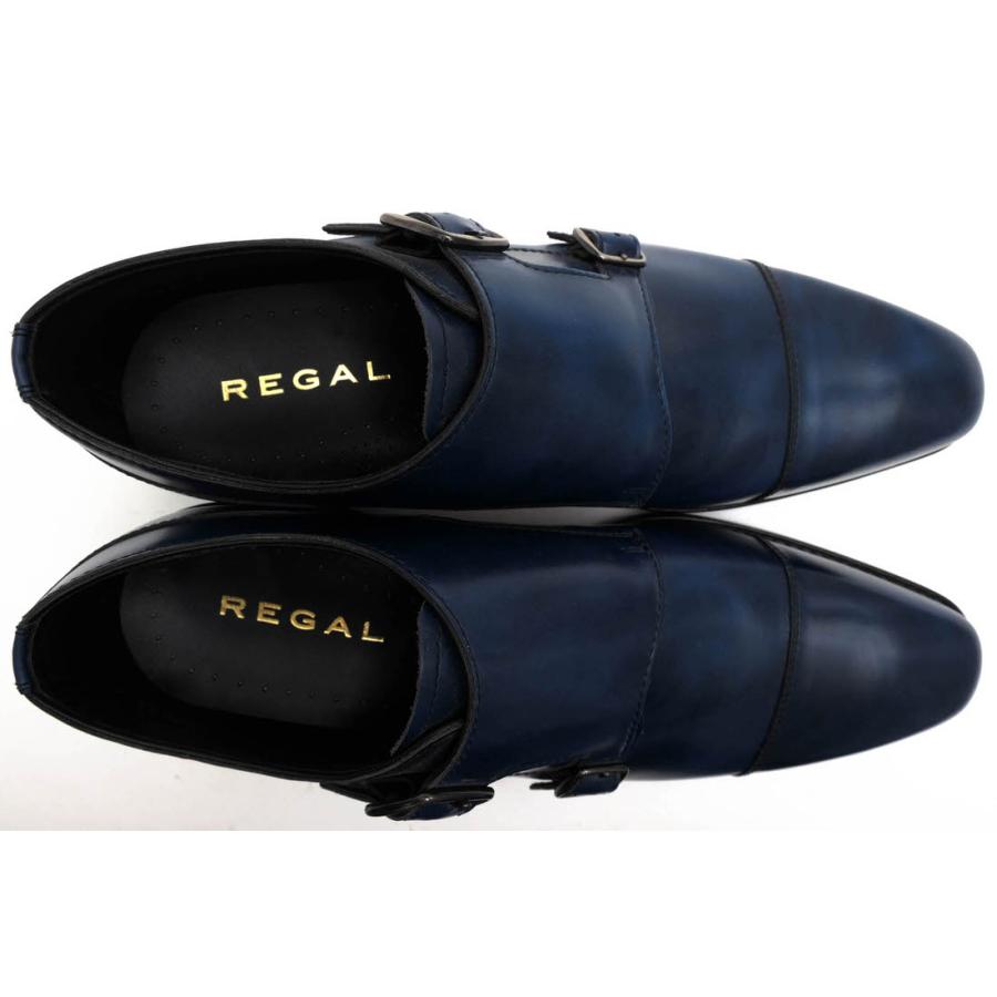 〈新品〉REGAL リーガル【24cm】ダブルモンク グッドイヤーウエルト式製法 REGAL（リーガル） ビジネスシューズ 14GR 牛革 チゼルトゥ ダブル