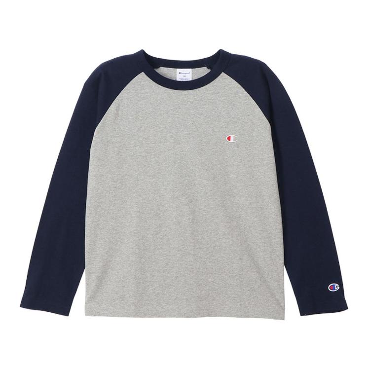 Champion チャンピオン RAGLAN LONG T ネイビーXOグレー 150 CK-Y403