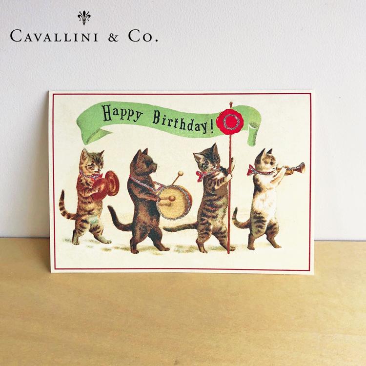 カバリーニ バースデーカード キャット3 ネコ 誕生日カード Happy Birthday 二つ折りカード 封筒付き Cavallini 文房具 手帳 Desk Labo 通販 Yahoo ショッピング