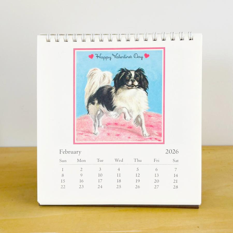 デイリーカレンダー 卓上 水牛角 ビンテージ 未使用品 カバリーニ 2026年 カレンダー 卓上 VintageDogs ヴィンテージ ドッグ