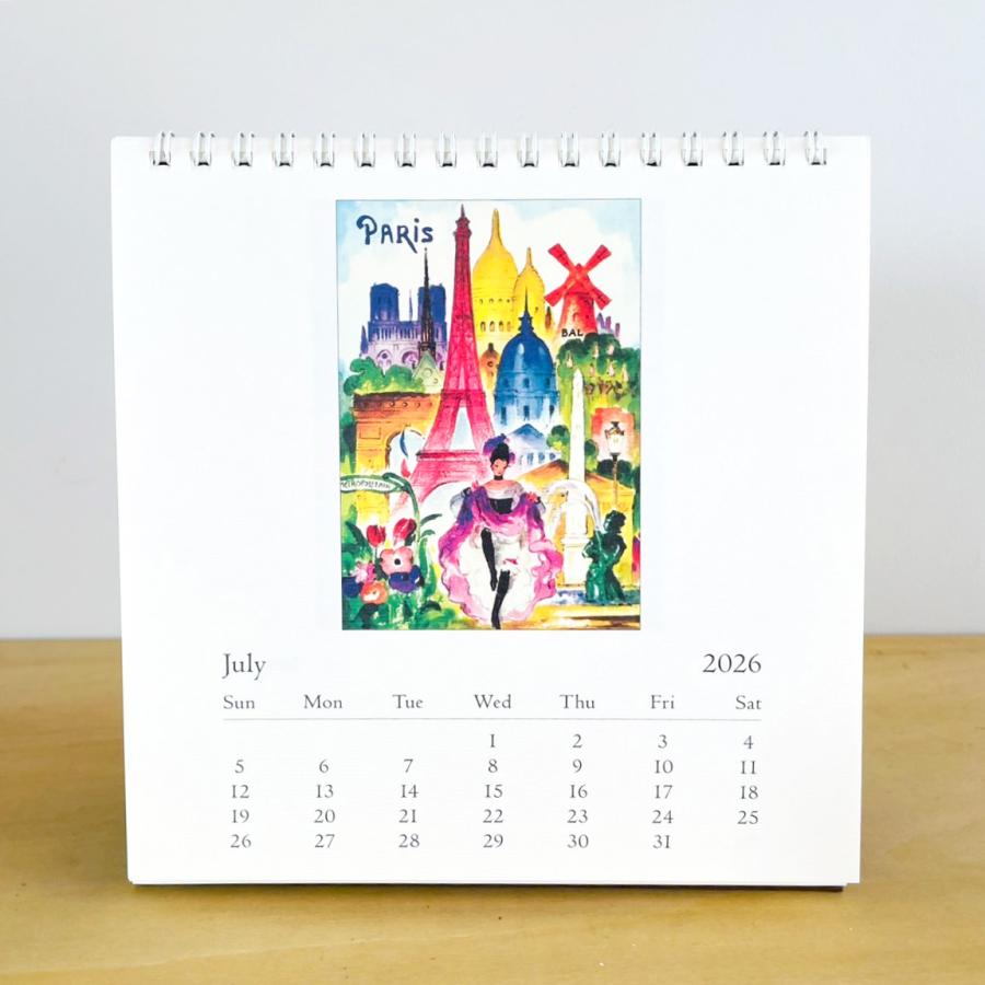 カバリーニ 2026年 カレンダー 卓上 VINTAGE TRAVEL ビンテージ