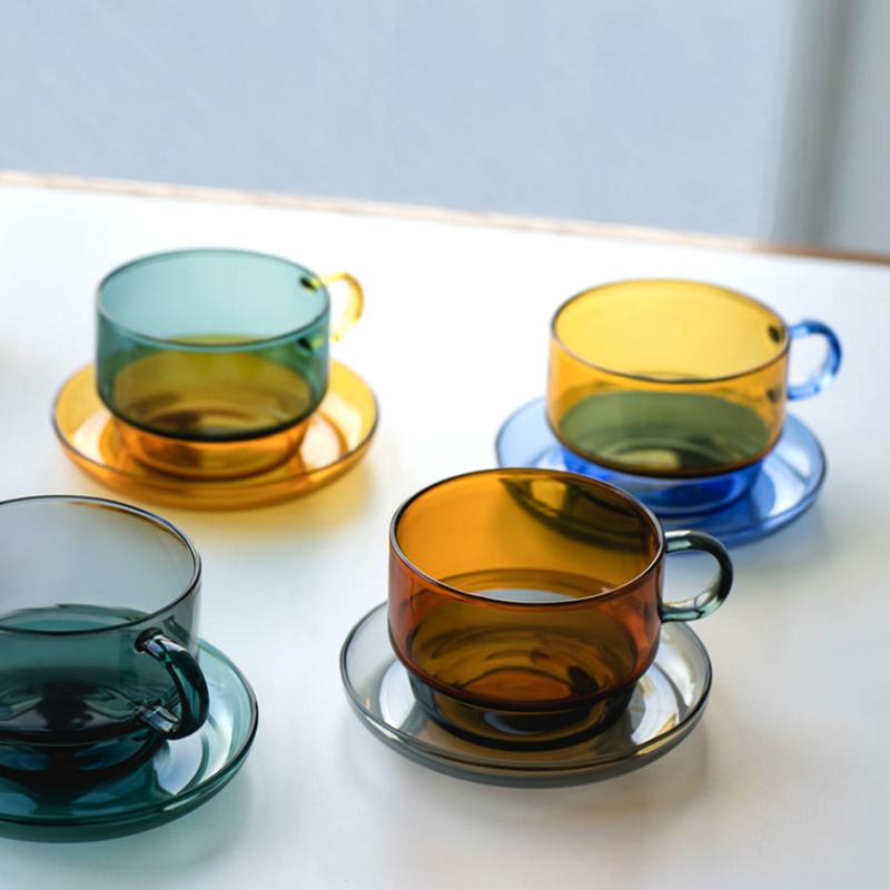 ハンドメイド ガラス製 四角形皿 アンバー銅入り 【公式通販】