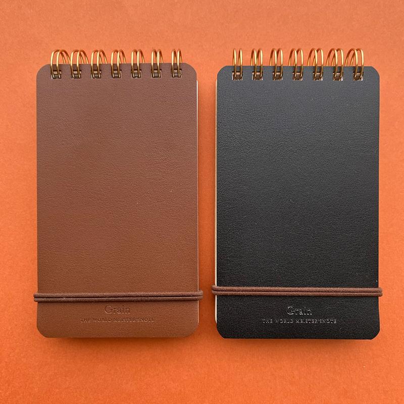 LEED'S 黒色レザー メモ帳 CRITIC LOGIC MIDORI（ミドリ） グレイン メモ Grain MIDORI リングメモ レザー