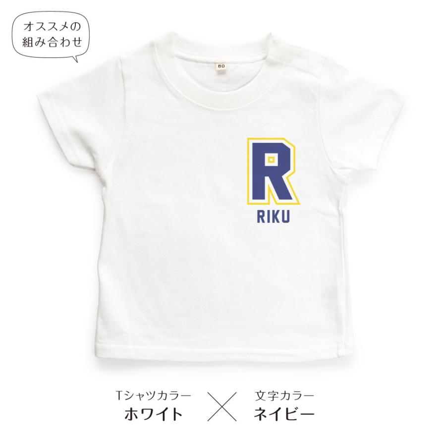 名入れTシャツ キッズ ベビー イニシャル06 ワンポイント 80 90 100