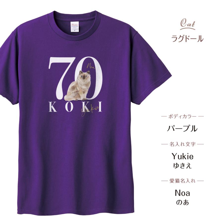 古希 お祝い 喜寿 Tシャツ 猫01 ギフト ネコ にゃんこ 愛猫 男女 名