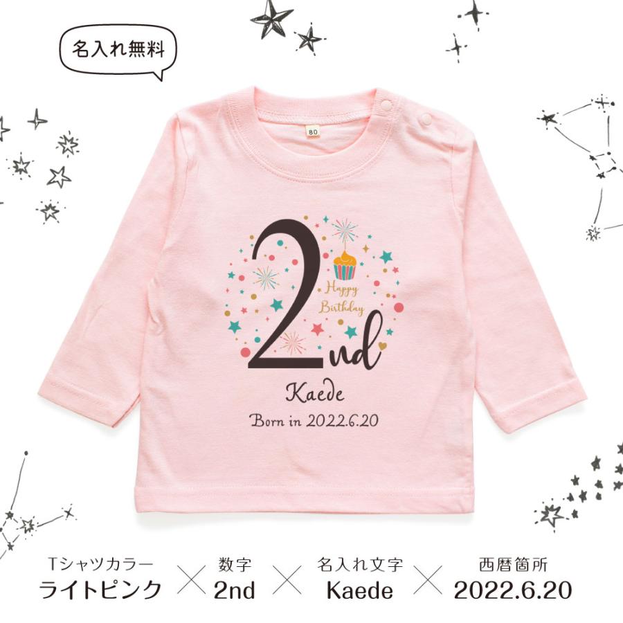 【長袖Tシャツ】名入れ キッズ ベビー  バースデー02 ギフト 80 90 110 130 ロンティー 名前入り 出産祝い おしゃれ かわいい 記念撮影｜dessert-apparel｜08