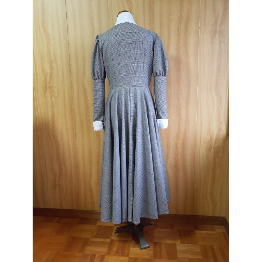 メイド服　角襟グレンチェッククラシカル　ロングワンピース　サイズは S　 M 　 L_3