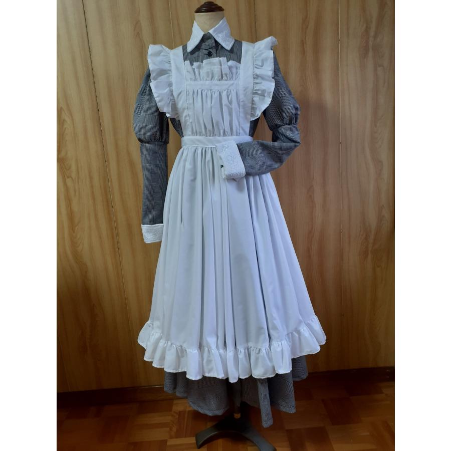 メイド服　角襟グレンチェッククラシカル　ロングワンピース　サイズは S　 M 　 L_8