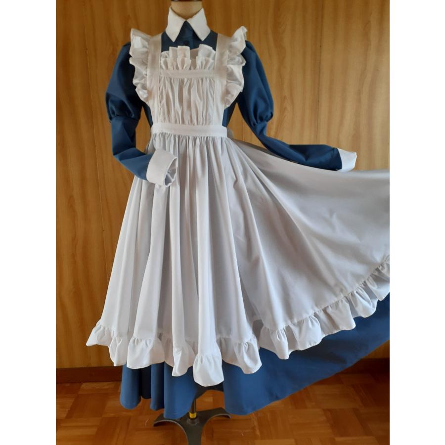 アリスメイド服 ブルーグレークラシカルロングワンピースと白 アリスメイド服 ブルーグレークラシカルロングワンピースと白
