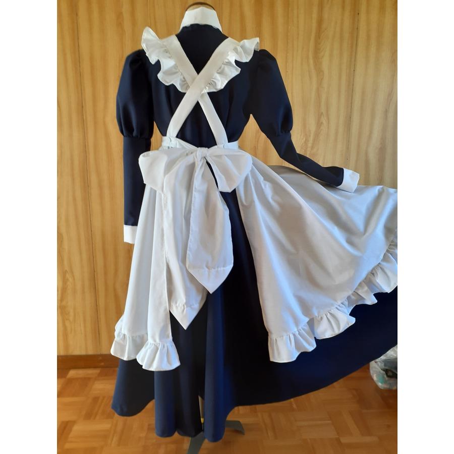 アリスメイド服 ブルーグレークラシカルロングワンピースと白 アリスメイド服 ブルーグレークラシカルロングワンピースと白