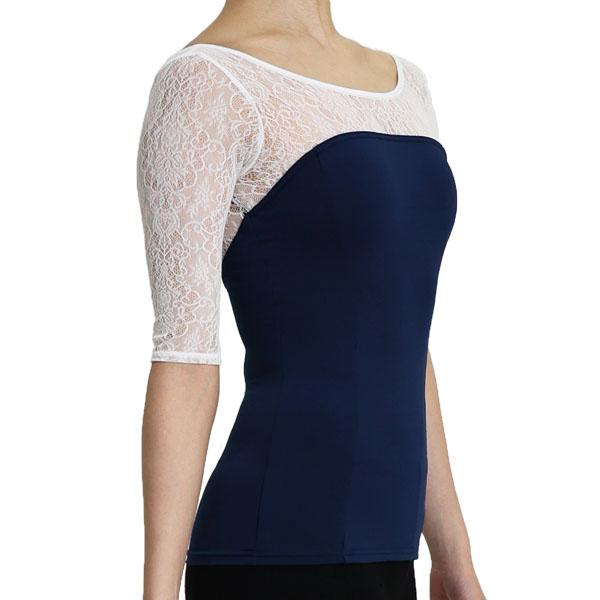 バレエ 大人 シャンデリーレース・5分袖レオトップ 長袖 日本製