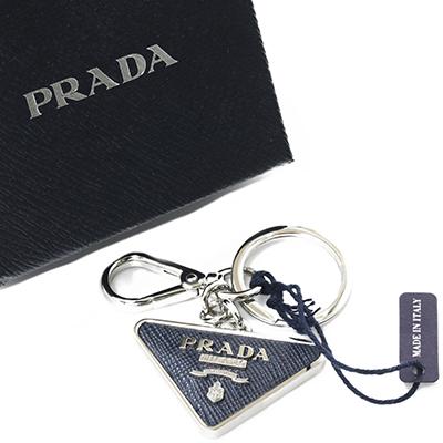 PRADA プラダ 2PP080 053 F0216 SAFFIANO BALTICO ネイビー トライアングルロゴ キーリング キーホルダー スナップフック離着式｜deva-online