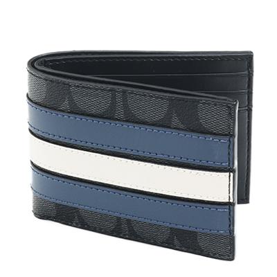 売れ筋がひ贈り物 コーチアウトレット Coach スリム 小銭入れなし シグネチャー柄 チャコール デニム チョーク Qboh0 3004 二つ折り財布 財布