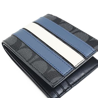 売れ筋がひ贈り物 コーチアウトレット Coach スリム 小銭入れなし シグネチャー柄 チャコール デニム チョーク Qboh0 3004 二つ折り財布 財布