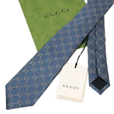 GUCCI（グッチ） ネクタイ 408865 4E002 4477 ブルー×グレー GGロゴ