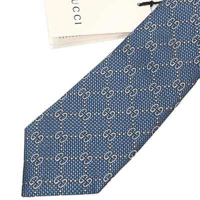 GUCCIネクタイ GUCCI（グッチ） ネクタイ 408865 4E002 4477 ブルー×グレー GGロゴ