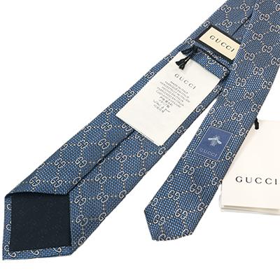 GUCCI（グッチ） ネクタイ 408865 4E002 4477 ブルー×グレー GGロゴ