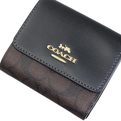 新品 コーチ COACH 3つ折り財布 スモール トライフォールド ウォレット ブラウン 茶 COACH（コーチ） アウトレット マイクロ シグネシャー スモール トライ